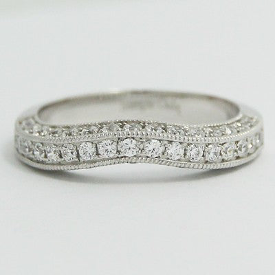 3.35mm Contoured Three Row Diamond Band 14k White Gold