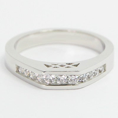 3.3mm Channel Set Designed Wedding Band 14k White Gold