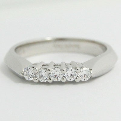 3.3mm Shared Prong Cathedral Knife Edge Band 14k White Gold