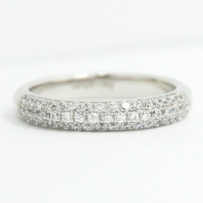 3.3mm Three Roll Diamonds Channel Wedding Band 14k White Gold