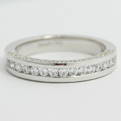 3.3mm Three Row Diamonds in Channel Band 14k White Gold 