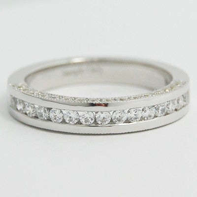 3.3mm Three Row Diamonds in Channel Band 14k White Gold