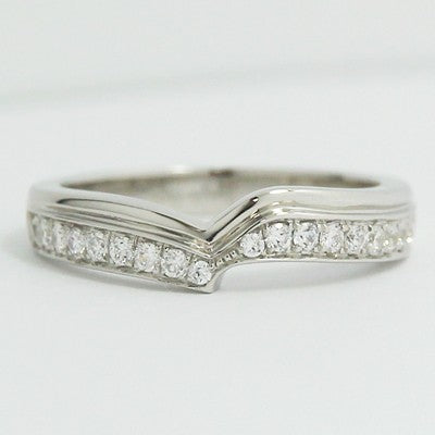 3.4-3.8mm Custom Curved Design Wedding Band 14k White Gold