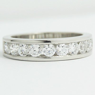 3.4-3.9mm Channel Set Diamond Wedding Band 14k White Gold