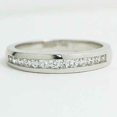 W93338-(3.4mm) Channel Set Diamond Wedding Ring 14k White Gold