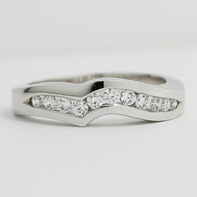 3.5-4.5mm Curved Channel Wedding Band 14k White Gold 