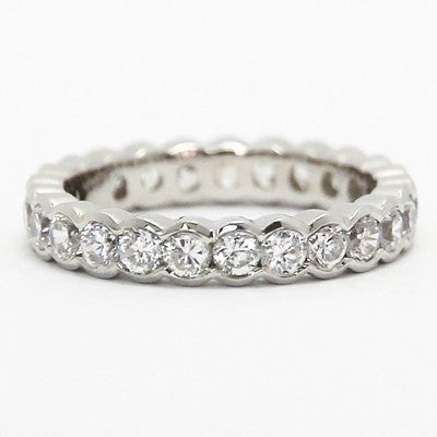 3.5mm Half Bezel Style Eternity Band 14k White Gold V4