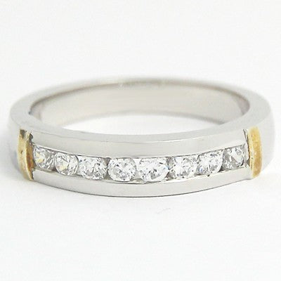 3.6-4.4mm Channel Set Wedding Band 14k White and Yellow Gold