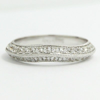 3.6mm Contoured Knife Edge Milgrain Band 14k White Gold