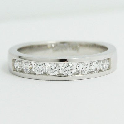 3.7mm Channel Set European Wedding Band 14k White Gold 