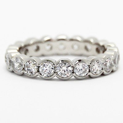 V5  3.7mm Half Bezel Style Eternity Band 14k White Gold
