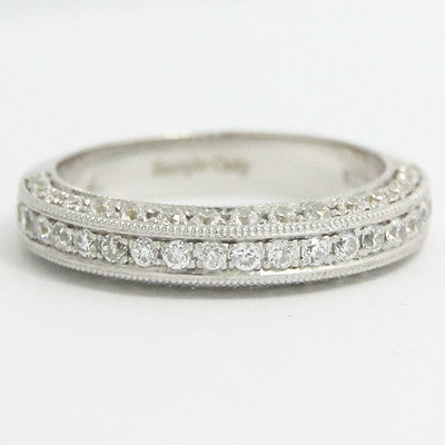 3.9mm Vintage Style Pave Diamond Band 14k White Gold