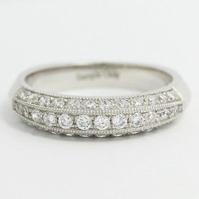 4.0mm Antique Style European Wedding Band 14k White Gold 