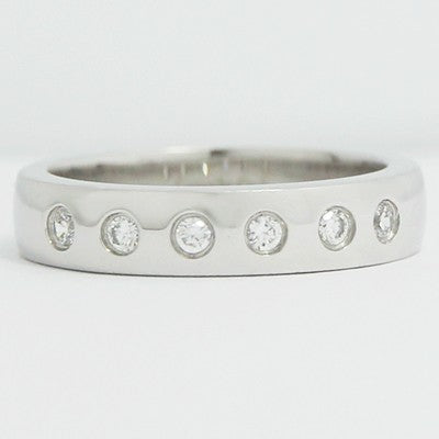 4.0mm Bezel Set Side Diamonds Wedding Band 14k White Gold