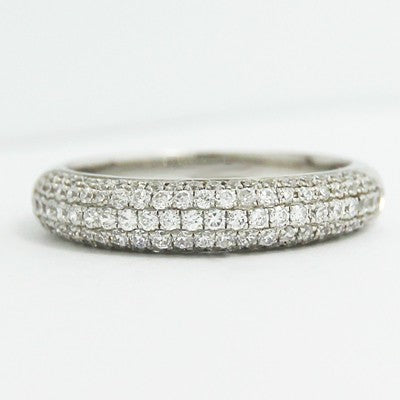 4.0mm Five Row Pave Diamond Wedding Band 14k White Gold