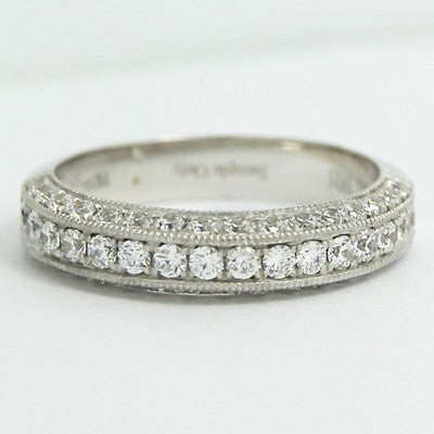 W93584-3-(4.2mm) Triple Sided Wedding Ring 14k White Gold