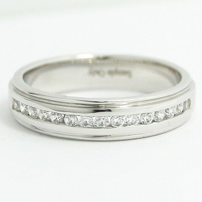 4.6mm Double Groove Channel Set Band 14k White Gold