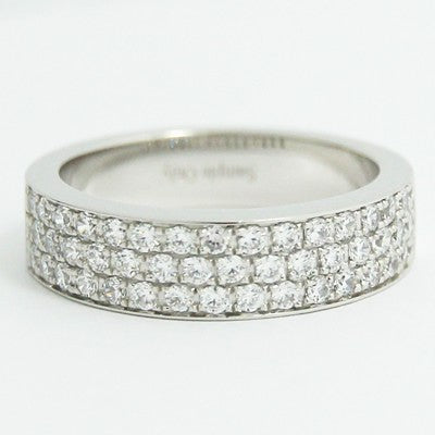 5.00mm Triple Row Bead Set Wedding Band 14k White Gold L3646
