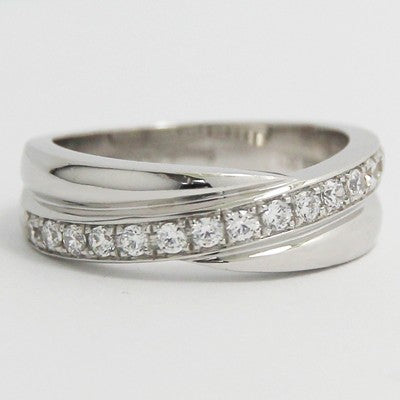 5.7-5.2mm Single Criss-Cross Wedding Band 14k White Gold L3739-1