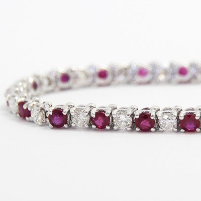 6.06 Carats Ruby and Diamond Bracelet in 14k White Gold RDB6.06