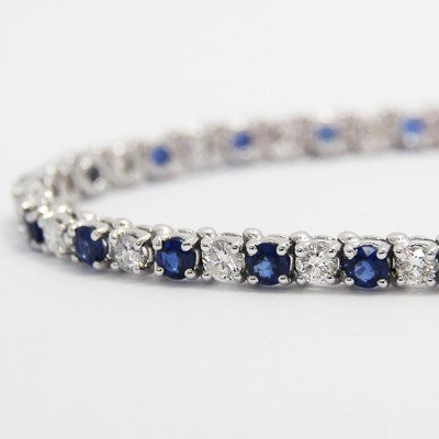 6.17 Carats Sapphire and Diamond Bracelet in 14k White Gold SDB6.17