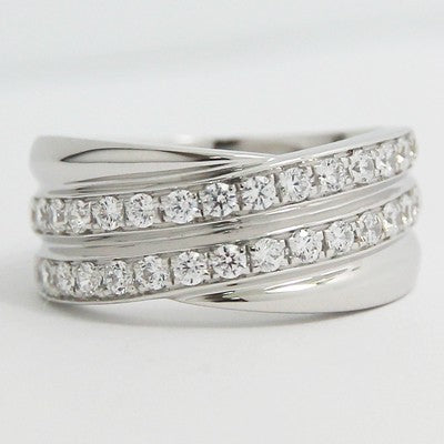 L93739-(7.5-8.5mm) Double Criss-Cross Wedding Band 14k White Gold