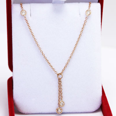 Diamonds and Chain in 14k Rose Gold DC-04