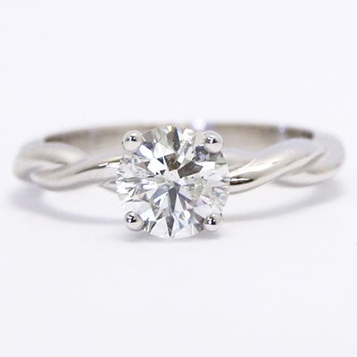 Twist Band Solitaire Style Engagement Ring 14k White Gold AER-A01