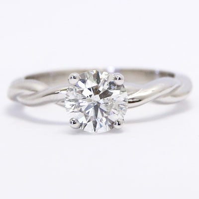 AER-A01 Twist Band Solitaire Style Engagement Ring 14k White Gold