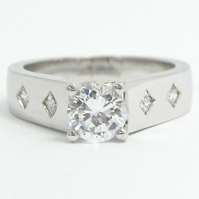 Bezel Set Princess Cut Engagement Ring 14k White Gold