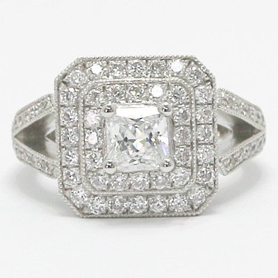 Cathedral Double Halo Radiant Stone in 925 Sterling Silver