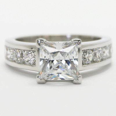 Cathedral Set Princess Cut Diamond Engagement Ring 14k White Gold