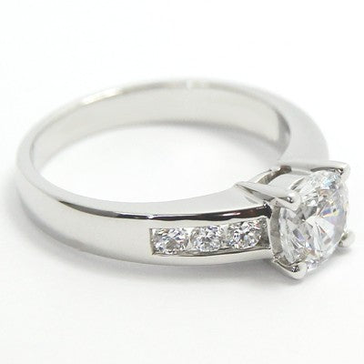 Channel Set Cathedral Diamond Engagement Ring 14k White Gold