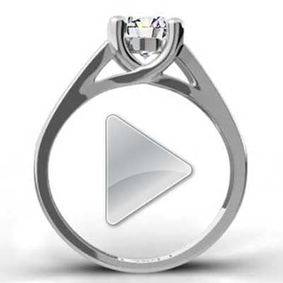 Channel Set Cross Prong Engagement Ring 14k White Gold