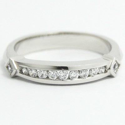 Channel Set Diamond Accent Band 14k White Gold