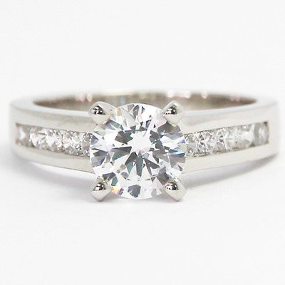 Channel Set Diamond Engagement Ring 14k White Gold E93265