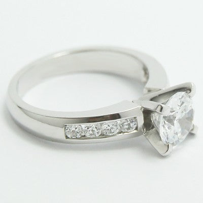 E93347-Channel Set Diamond Engagement Ring 14k White Gold