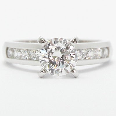 Channel Set Diamond Engagement Ring 14k White Gold