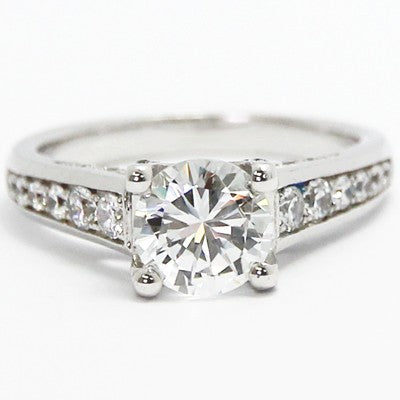 E93767-Channel Set Diamond Ring with Pave Accents 14k White Gold