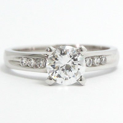 Channel Set Engagement Ring 14k White Gold