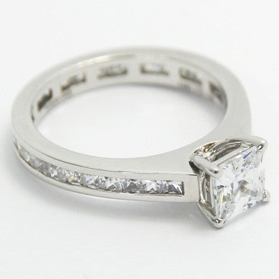 E94001-Channel Set Eternity Diamond Engagement Ring 14k White Gold