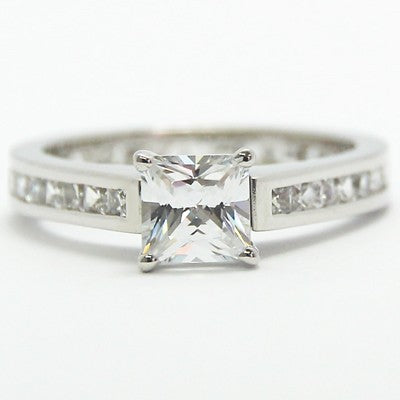 Channel Set Eternity Diamond Engagement Ring 14k White Gold