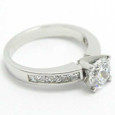 Channel Set Princess Cut Diamond Engagement Ring 14k White Gold