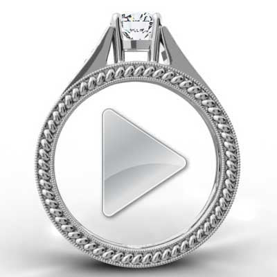 E93685-Channel Set Princess Cuts Full Eternity Diamond Ring 14k White Gold