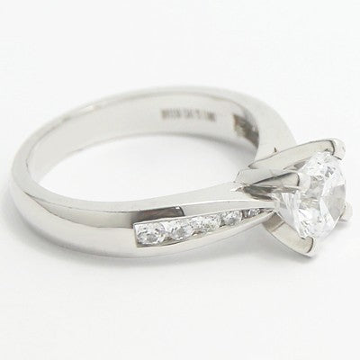 E93338-Channel Set Tapered Engagement Ring 14k White Gold