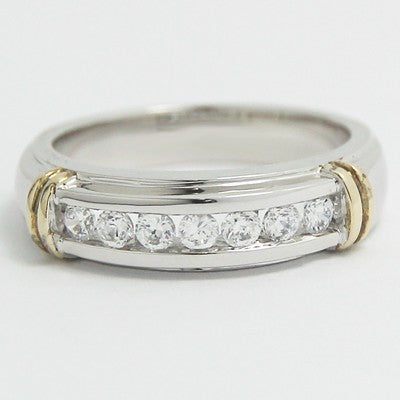4.4-5.4mm Channel Set Wedding Band 14k White and Yellow Gold
