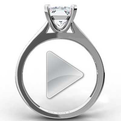 Channel Setting Emerald Cut Diamond Ring 14k White Gold