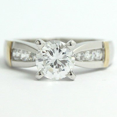 E93340-Channel Tapered Engagement Ring 14k White & Yellow Gold