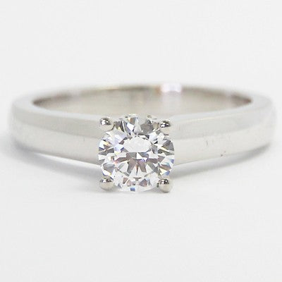 Comfort Fit Diamond Accented Solitaire Ring 14k White Gold