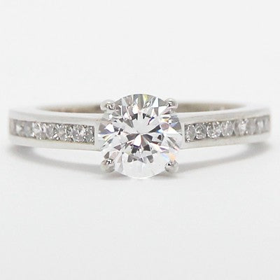 Contemporary Channel Set Diamond Ring 14k White Gold